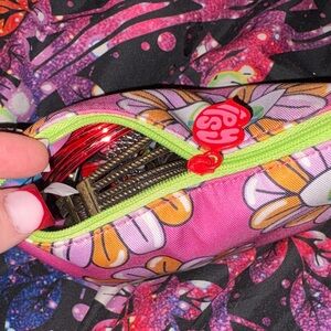 Pink Floral Zipper Pouch